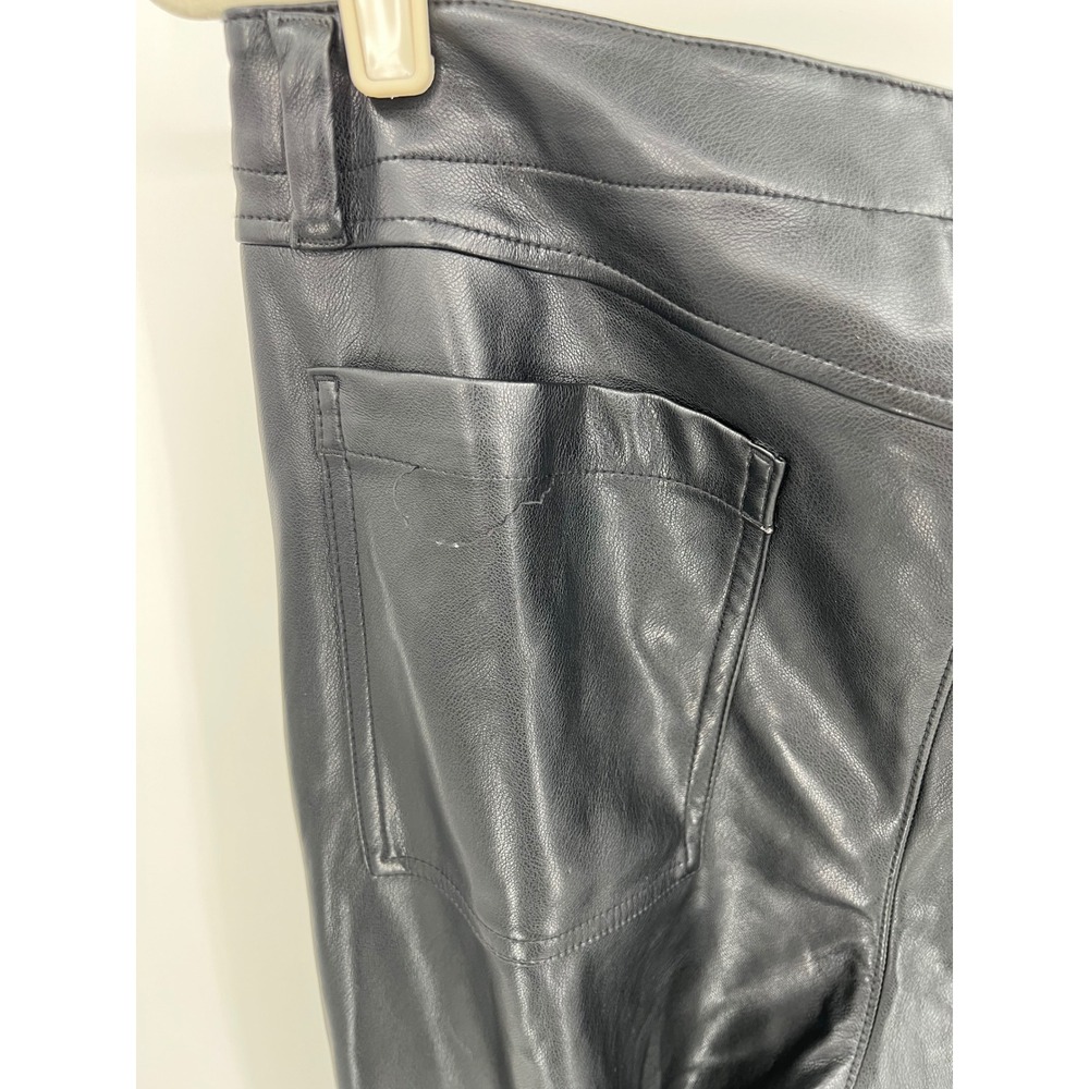 Gap Women Black Faux Leather Straight Leg Pants Size 10 Vegan Leather Trousers - Picture 6 of 11